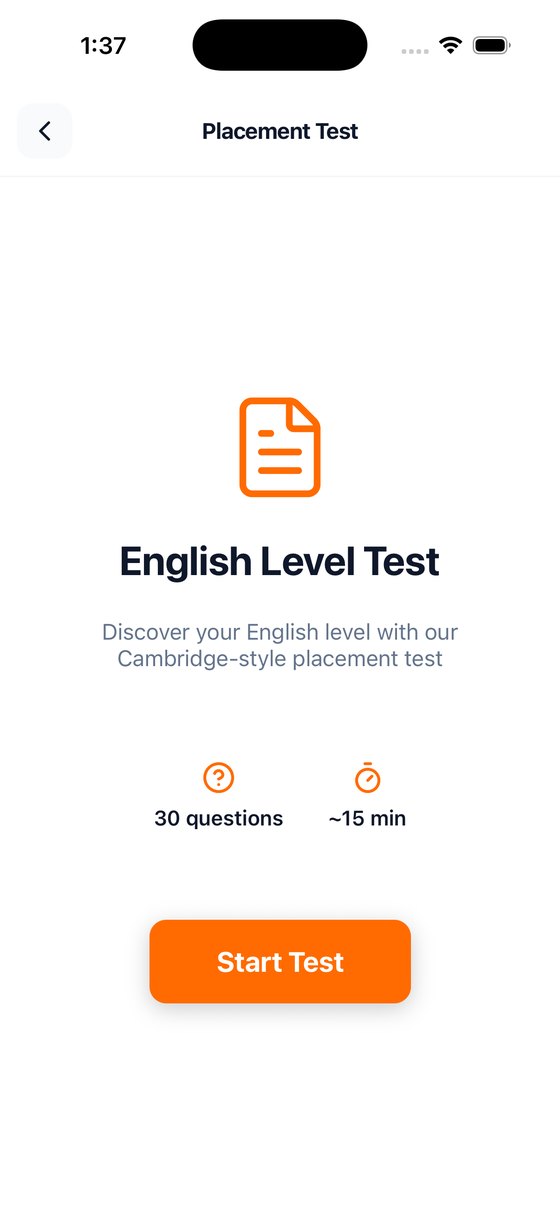 Placement test screen